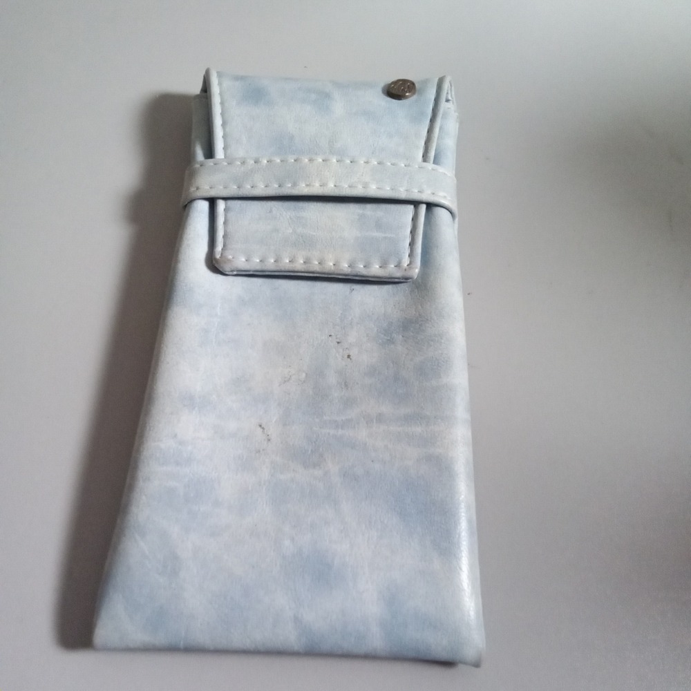FS Vintage Style Light Blue Marbled Soft Eyeglass Case Slim Sleeve Pouch